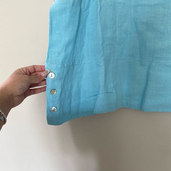 Bryn Walker Blue Artist Light Linen Round Neck Long Sleeve Shirt size XL - Picture 8 of 11